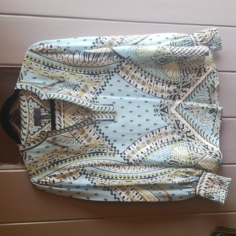Hale Bob Light Blue Patterned Blouse